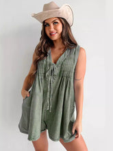 Load image into Gallery viewer, Sleeveless V-neck Babydoll Denim Romper
