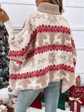 Load image into Gallery viewer, Turtleneck Christmas Elk Contrast Pattern Bat Sleeve Sweater
