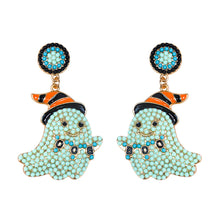 Load image into Gallery viewer, Spooky Chic Halloween &quot;&quot;BOO&quot;&quot; Bead Ghost Drop Earrings
