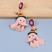 Load image into Gallery viewer, Spooky Chic Halloween &quot;&quot;BOO&quot;&quot; Bead Ghost Drop Earrings
