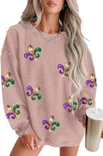 Load image into Gallery viewer, Glitter Mardi Gras Fleur de Lis Sequins Sweatshirt
