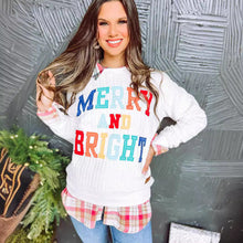 Load image into Gallery viewer, Christmas Merry and Bright Letter Print Loose Casual Long-sleeved Sweatshirt
