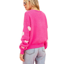 Load image into Gallery viewer, Heart Round Neck Dropped Shoulder Sweater
