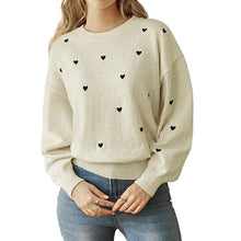 Load image into Gallery viewer, Women&#39;s Valentine&#39;s Day Heart Print Round Neck Sweater
