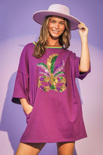 Load image into Gallery viewer, Mardi Gras Sequin T-Shirt Dress
