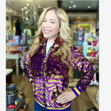 Load image into Gallery viewer, Mardi Gras Sequins Bomber Jacket
