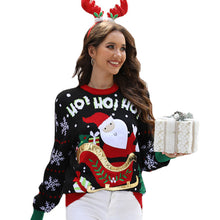 Load image into Gallery viewer, Santa Graphic Round Neck Long Sleeve Sweater
