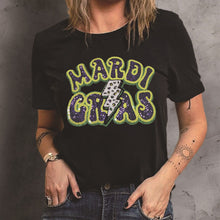 Load image into Gallery viewer, Mardi Gras Sequin Crew Neck T-shirt
