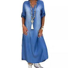 Load image into Gallery viewer, Washe Collar Maxi Denim Dress
