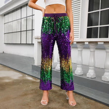 Load image into Gallery viewer, Mardi Gras Color Block Sequins Pants
