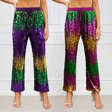 Load image into Gallery viewer, Mardi Gras Color Block Sequins Pants
