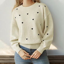 Load image into Gallery viewer, Women&#39;s Valentine&#39;s Day Heart Print Round Neck Sweater
