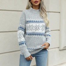 Load image into Gallery viewer, High Neck Snowflake Kintted Sweater Pullover
