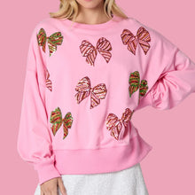 Load image into Gallery viewer, Christmas Bow Sequined Long Sleeve Sweatshirt
