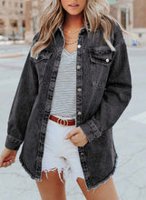 Load image into Gallery viewer, Casual Buttons Down Distressed Denim Jacket
