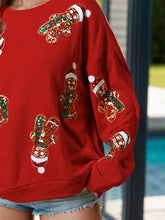 Load image into Gallery viewer, Sequin Gingerbread Man Long Sleeve Christmas Sweatshirt
