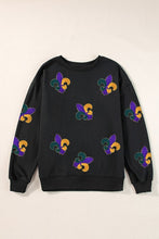 Load image into Gallery viewer, Mardi Gras Fleur de Lis Sequins Pullover Sweater
