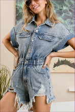 Load image into Gallery viewer, Casual Denim Button Down Romper
