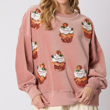 Load image into Gallery viewer, Christmas Pumpkin Cake Sequined Round Neck Loose Sweatshirt
