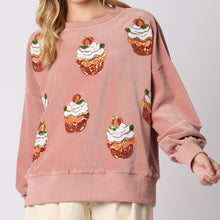 Load image into Gallery viewer, Christmas Pumpkin Cake Sequined Round Neck Loose Sweatshirt
