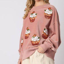 Load image into Gallery viewer, Christmas Pumpkin Cake Sequined Round Neck Loose Sweatshirt
