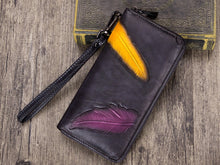 Load image into Gallery viewer, Women&#39;s Wallet Genuine Leather Zip Around Wristlet Long Purse Unique Embossed Handmade Clutch
