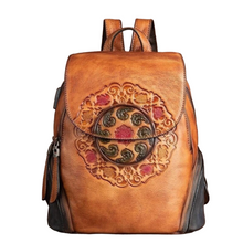 Load image into Gallery viewer, Vintage Embossed Women Leather Backpack
