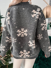 Load image into Gallery viewer, Christmas Sweater Knitted Fluffy Loose Casual  Snowflake Print Long Sleeves Pullover
