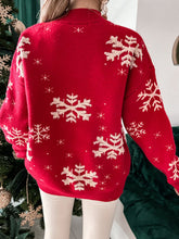 Load image into Gallery viewer, Christmas Sweater Knitted Fluffy Loose Casual  Snowflake Print Long Sleeves Pullover
