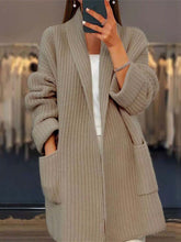 Load image into Gallery viewer, Beige Plain Long Sleeve Cardigan
