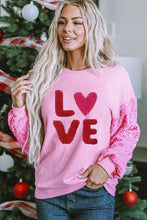 Load image into Gallery viewer, Pink Graphic &quot;Love&quot; Valentines Sequin Sweatshirt
