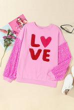 Load image into Gallery viewer, Pink Graphic &quot;Love&quot; Valentines Sequin Sweatshirt
