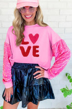 Load image into Gallery viewer, Pink Graphic &quot;Love&quot; Valentines Sequin Sweatshirt
