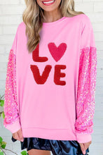 Load image into Gallery viewer, Pink Graphic &quot;Love&quot; Valentines Sequin Sweatshirt
