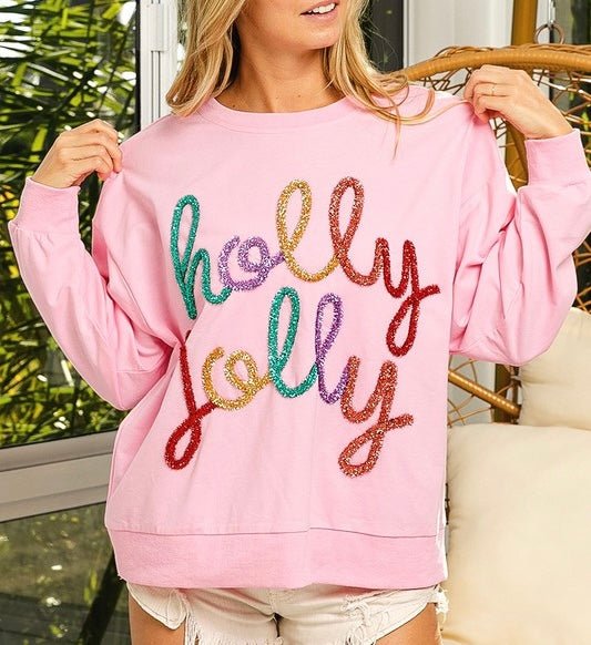 Holly Jolly Pink Christmas Sweatshirt