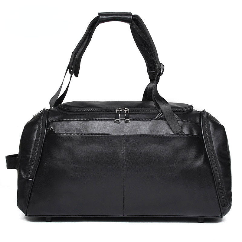 Black Causal Travel Gym Leather Duffel Bag