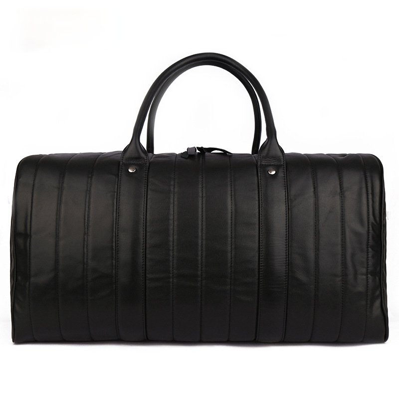 Black Large Storage Leather Travel Weekender Duffel Bag