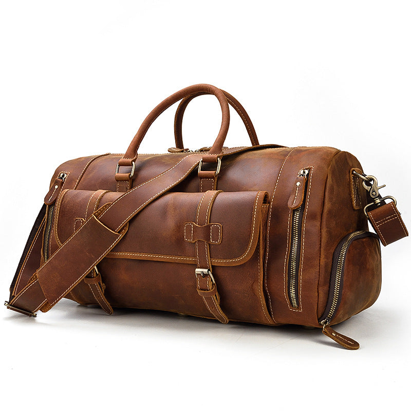 Vintage Men Leather Travel Weekender Duffel Bag