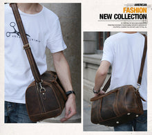 Load image into Gallery viewer, Men&#39;s Overnight Weekender Travel Leather Duffel Bag
