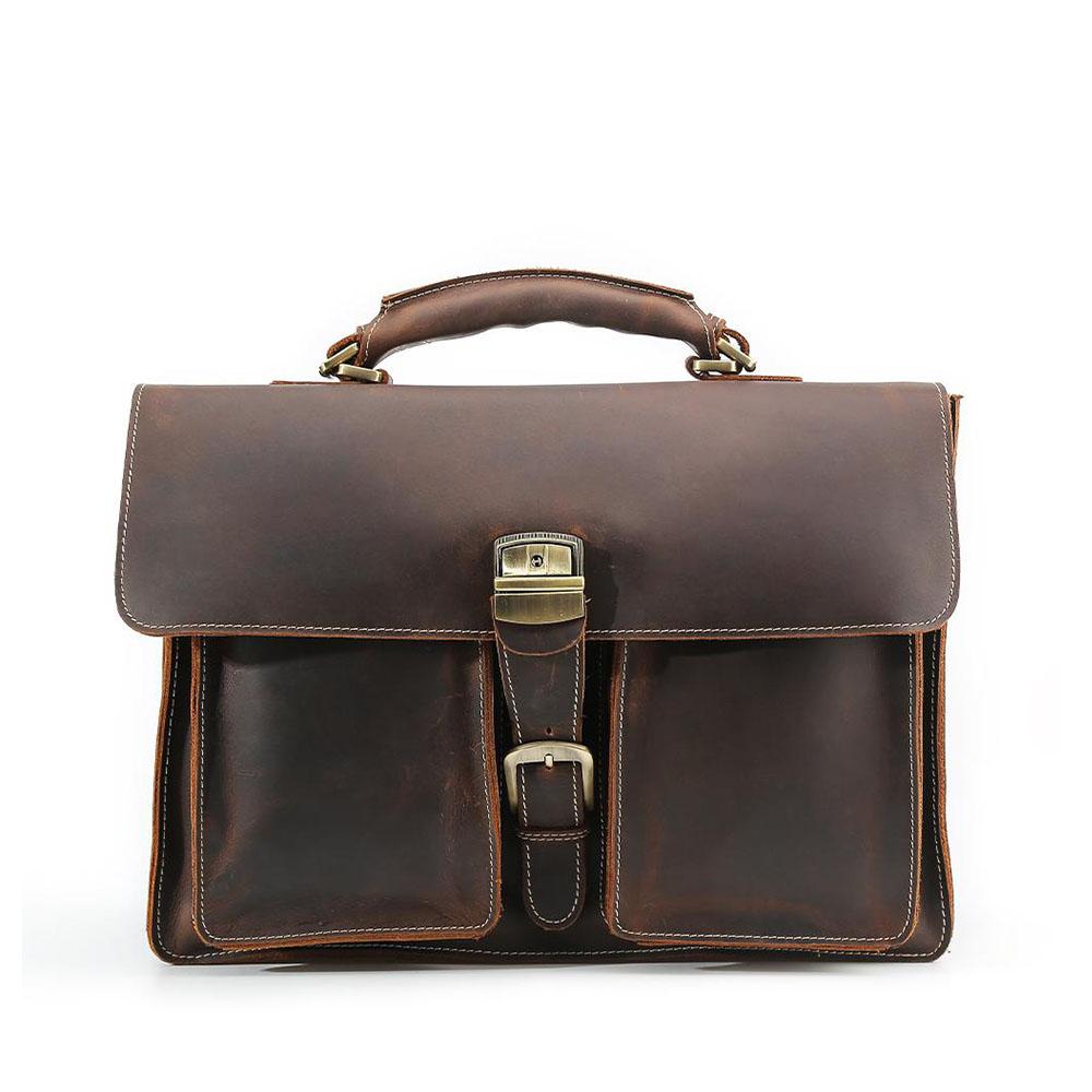 Brown Large Shoulder Messenger Bag Briefcase