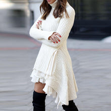 Load image into Gallery viewer, Cable-knit Turtleneck Casual Long Sweater Dress
