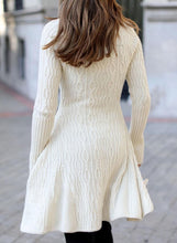 Load image into Gallery viewer, Cable-knit Turtleneck Casual Long Sweater Dress
