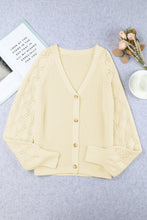 Load image into Gallery viewer, Apricot Bishop Sleeve Button V Neck Sweater
