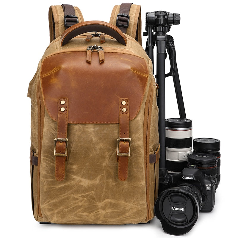 Camera Backpack 19 inch Luxury Retro Waterproof Cavnas Bag