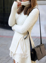 Load image into Gallery viewer, Cable-knit Turtleneck Casual Long Sweater Dress
