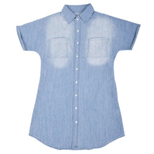 Load image into Gallery viewer, Classic Short Sleeves Denim Button Shirt Dress
