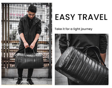 Load image into Gallery viewer, Black Large Storage Leather Travel Weekender Duffel Bag
