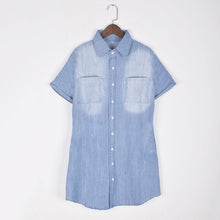 Load image into Gallery viewer, Classic Short Sleeves Denim Button Shirt Dress
