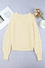 Load image into Gallery viewer, Apricot Bishop Sleeve Button V Neck Sweater
