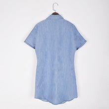 Load image into Gallery viewer, Classic Short Sleeves Denim Button Shirt Dress
